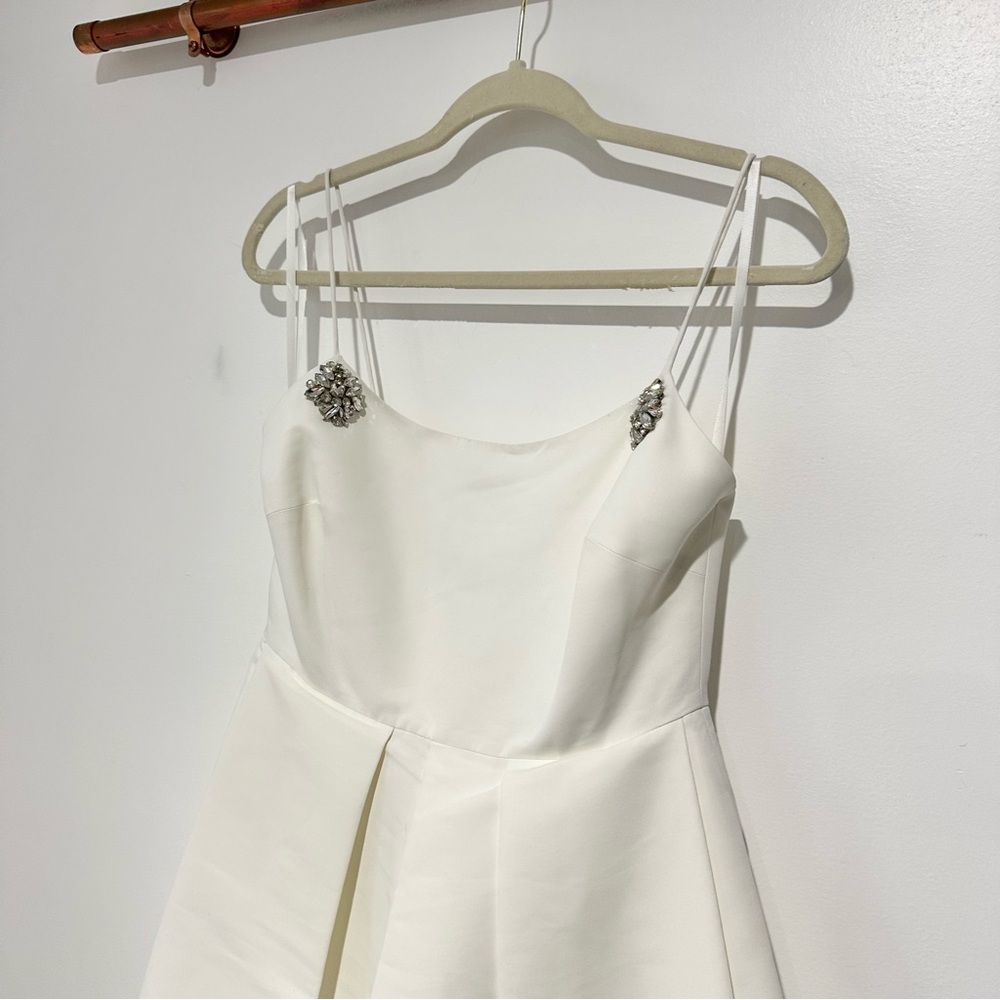 NWT Sachin + Babi Audra Pleated Crystal Embellished Midi Dress White Anthro - Picture 6 of 11